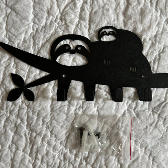 Sloths Animal Key Holder Black Metal Wall Hooks Decor Hanger Coat Toys Leash - Picture 2 of 7
